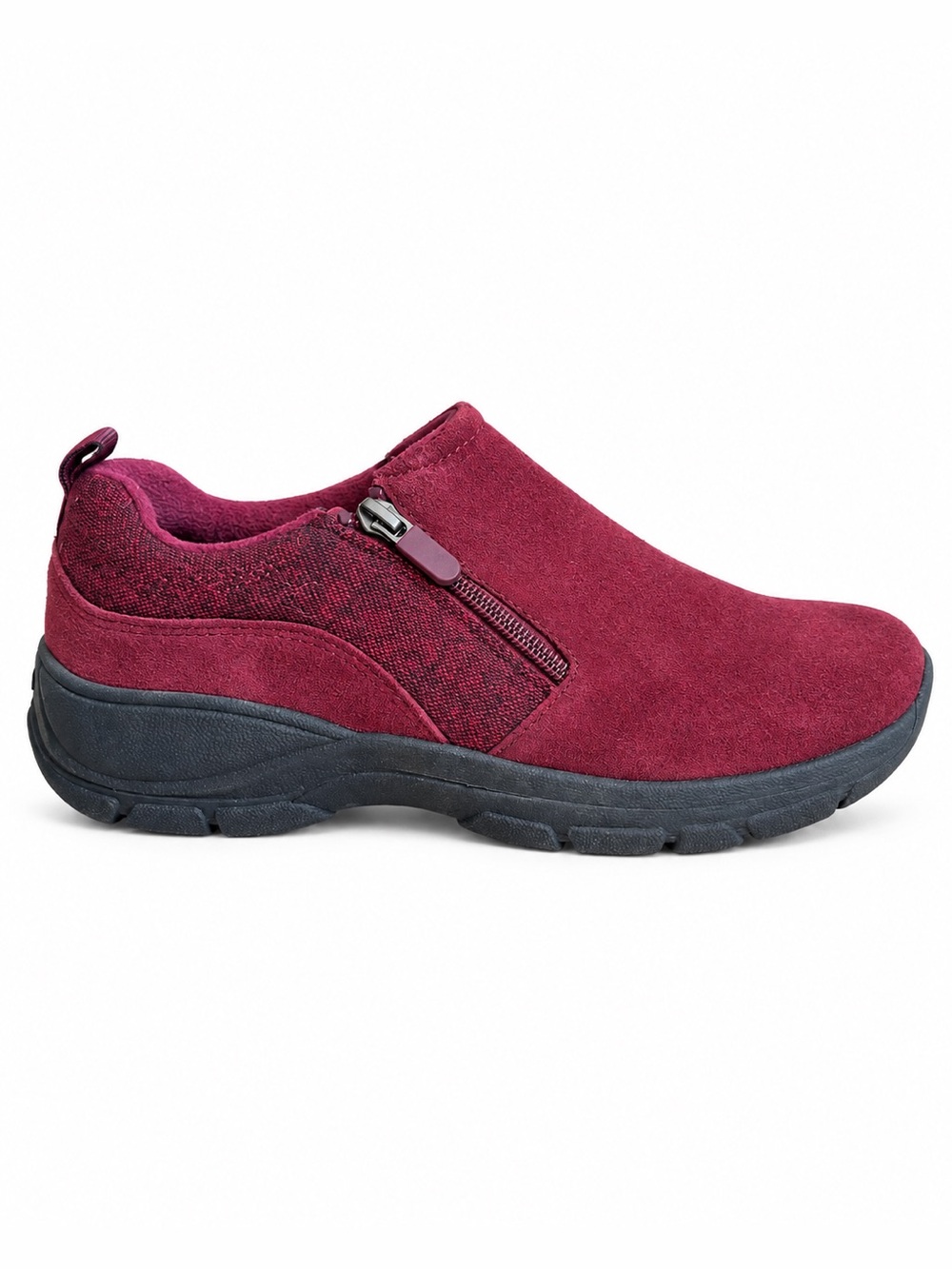 Lands’ End Waterproof Suede Side Zip Walking Shoes Burgundy Size 8.5 Wide